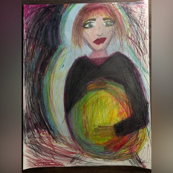 “Embarazada” colored pencil drawing I made in 2018, 18x24” - Picture 2 of 5